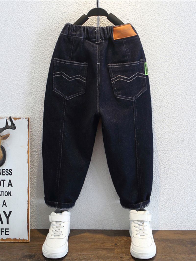 1 St Pojkar Casual Denim Jeans Med Ficka För Vintern