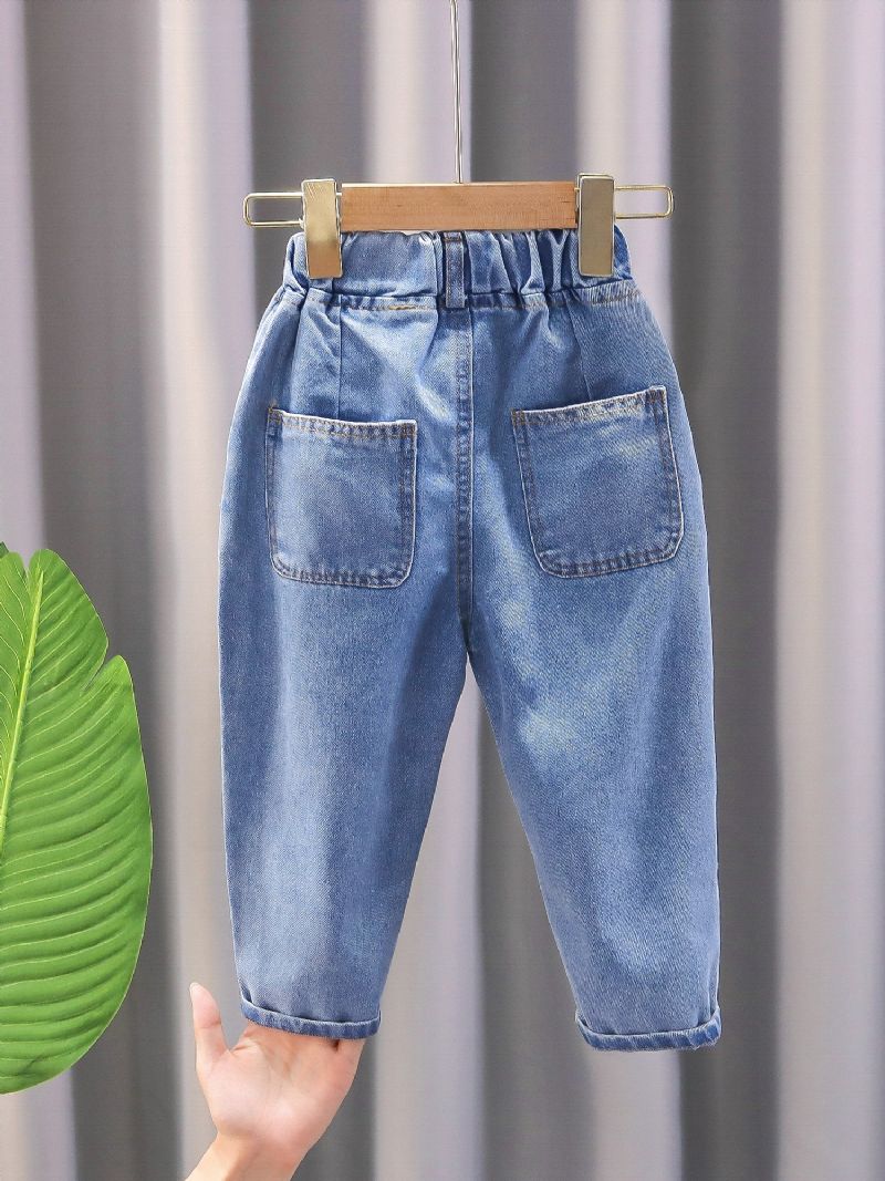 1st Pojkar Blå Casual Denim Jeans Med Ficka För Vintern