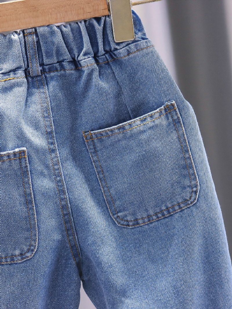 1st Pojkar Blå Casual Denim Jeans Med Ficka För Vintern