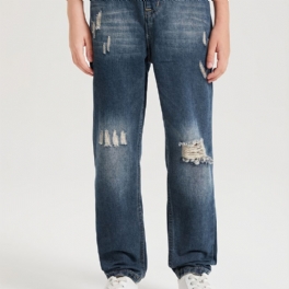 Barn Pojkar Ripped Denim Casual Mode Jeans