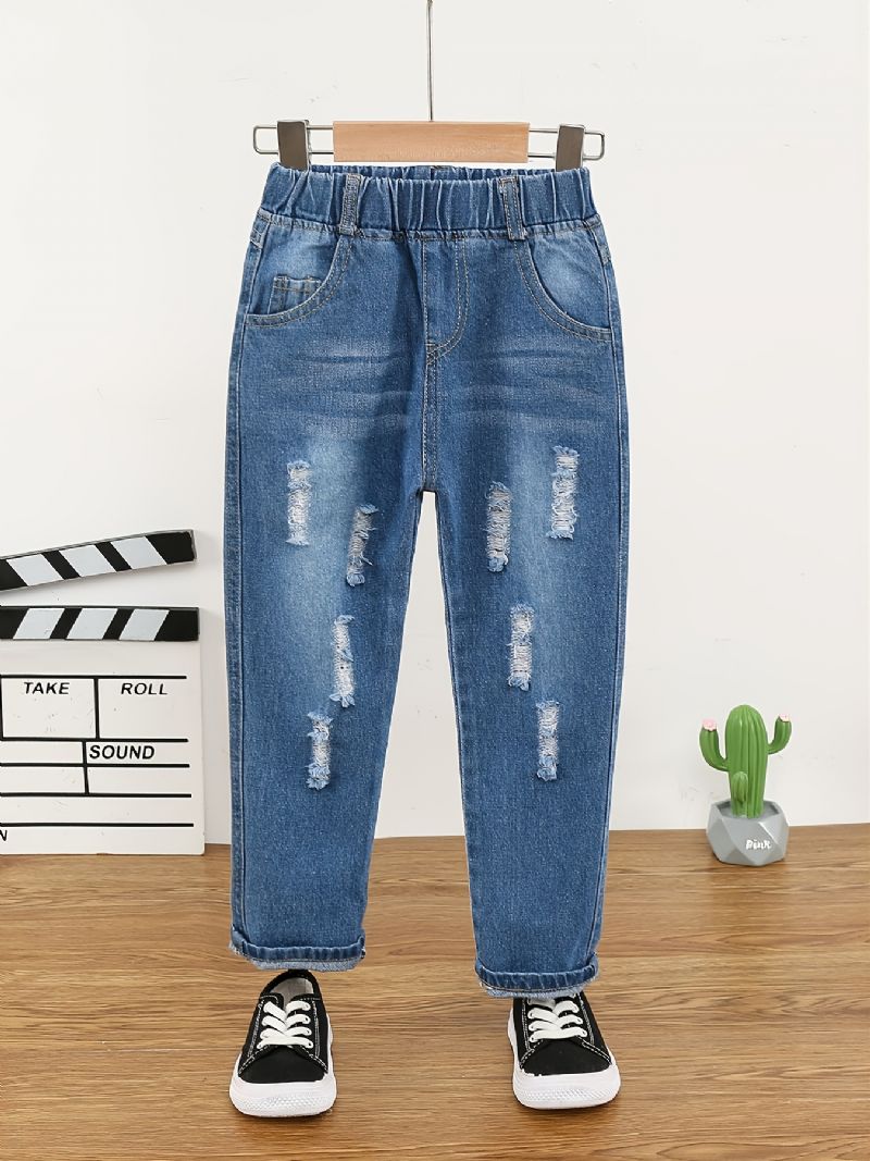 Bebis Flickor Distressed Ripped Casual Jeans