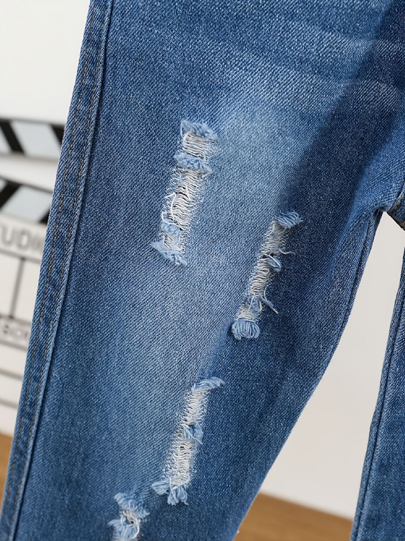 Bebis Flickor Distressed Ripped Casual Jeans