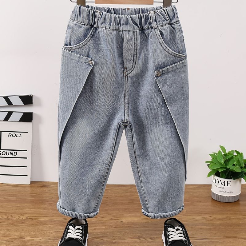 Bebis Pojkar Jeans Casual Enfärgade Byxor Barnkläder