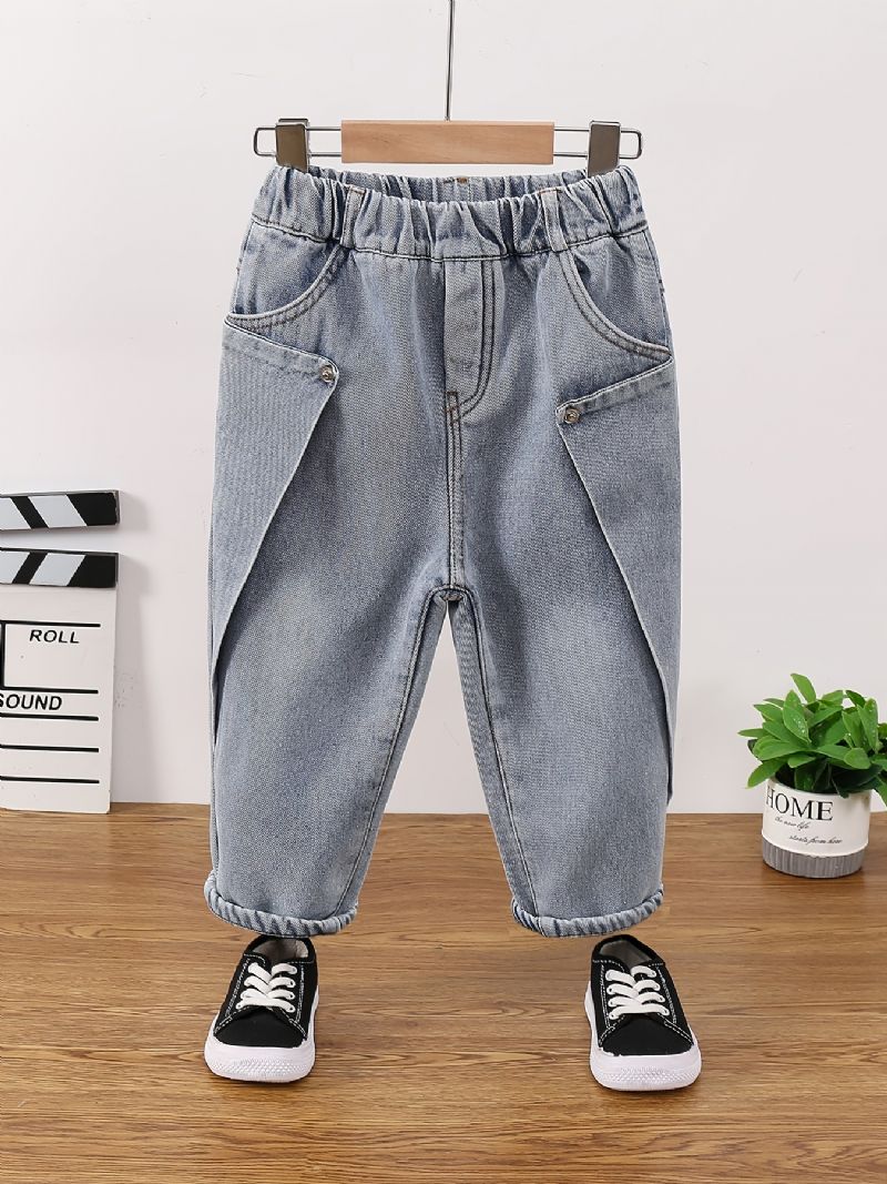 Bebis Pojkar Jeans Casual Enfärgade Byxor Barnkläder