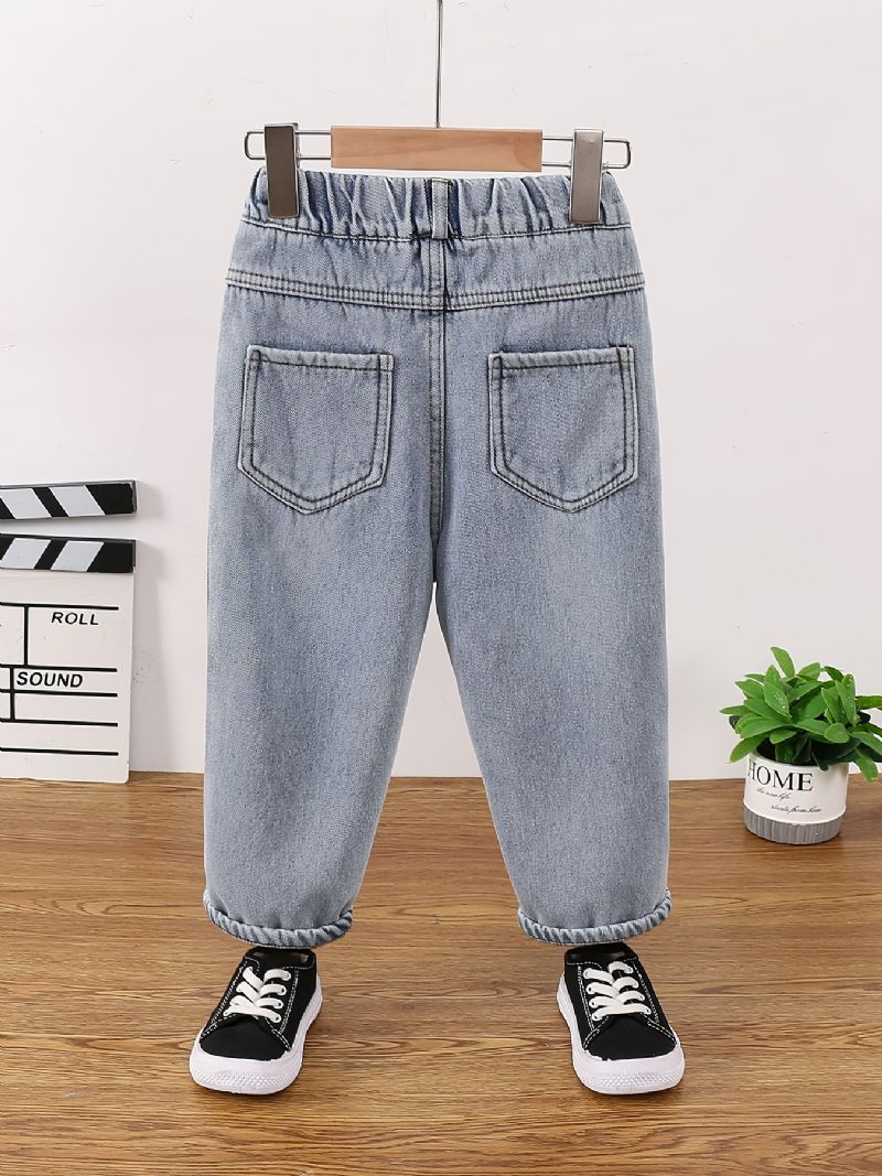 Bebis Pojkar Jeans Casual Enfärgade Byxor Barnkläder