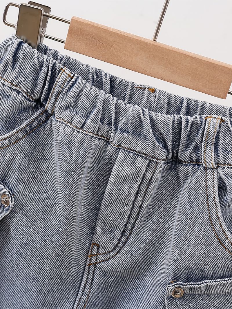 Bebis Pojkar Jeans Casual Enfärgade Byxor Barnkläder