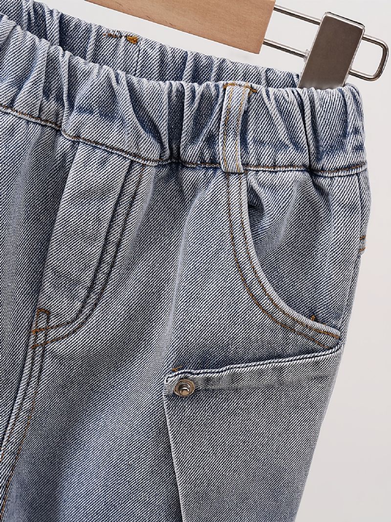 Bebis Pojkar Jeans Casual Enfärgade Byxor Barnkläder