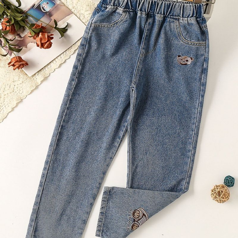 Broderade Björnjeans För Flickor