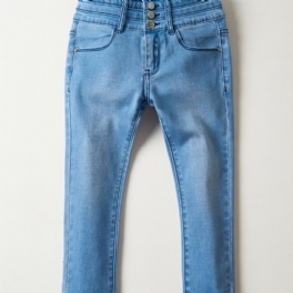 Flickor Casual Enkel Vintage Denim Jeans Slim Fit Skinny Byxor