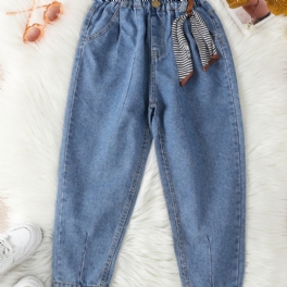 Flickor Casual Enkel Vintage Jeans Med Fickor För Vintern