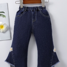 Flickor Casual Enkla Utsvängda Jeansjeans Med Resår I Midjan För Vintern