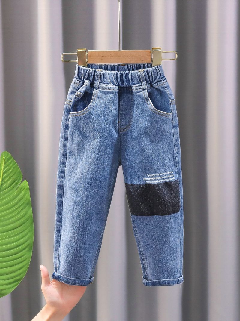 Höstvinter Pojkar Casual Mode Colorblock Jeans
