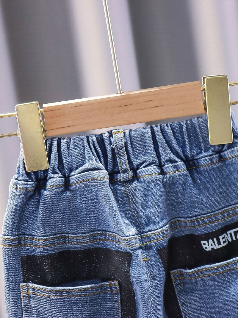 Höstvinter Pojkar Casual Mode Colorblock Jeans