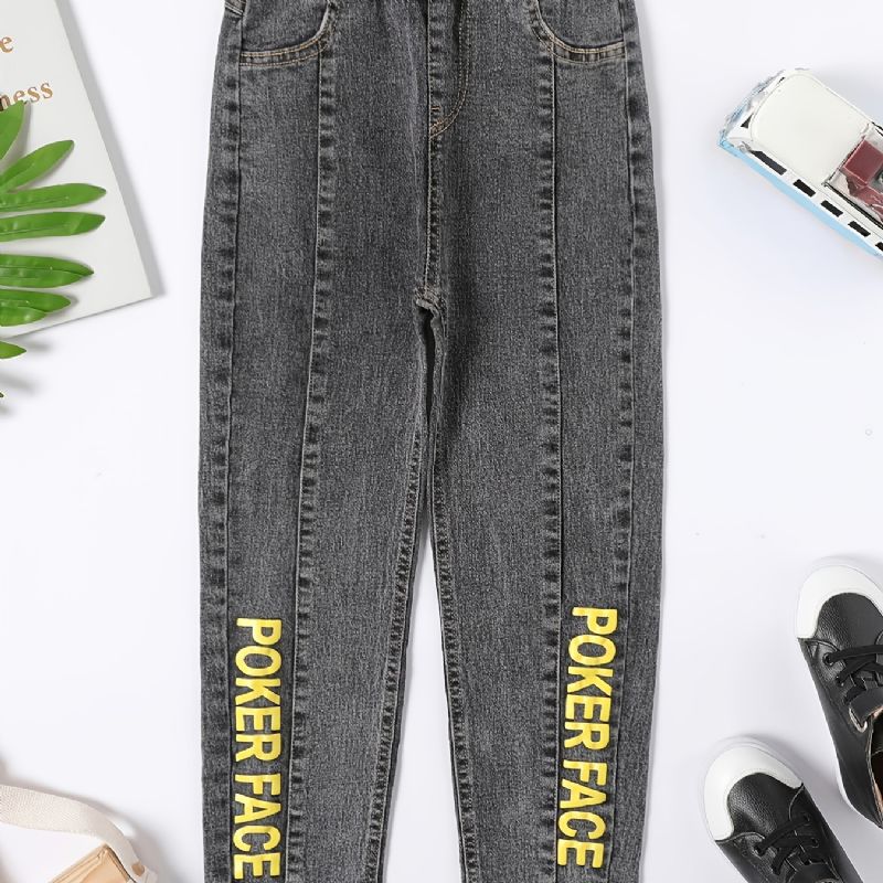 Jeans Med Brevtryck För Barn
