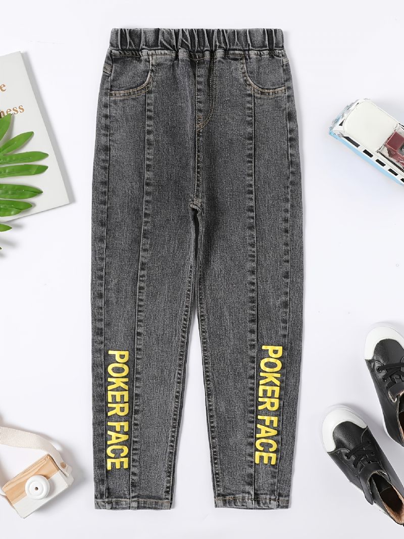 Jeans Med Brevtryck För Barn
