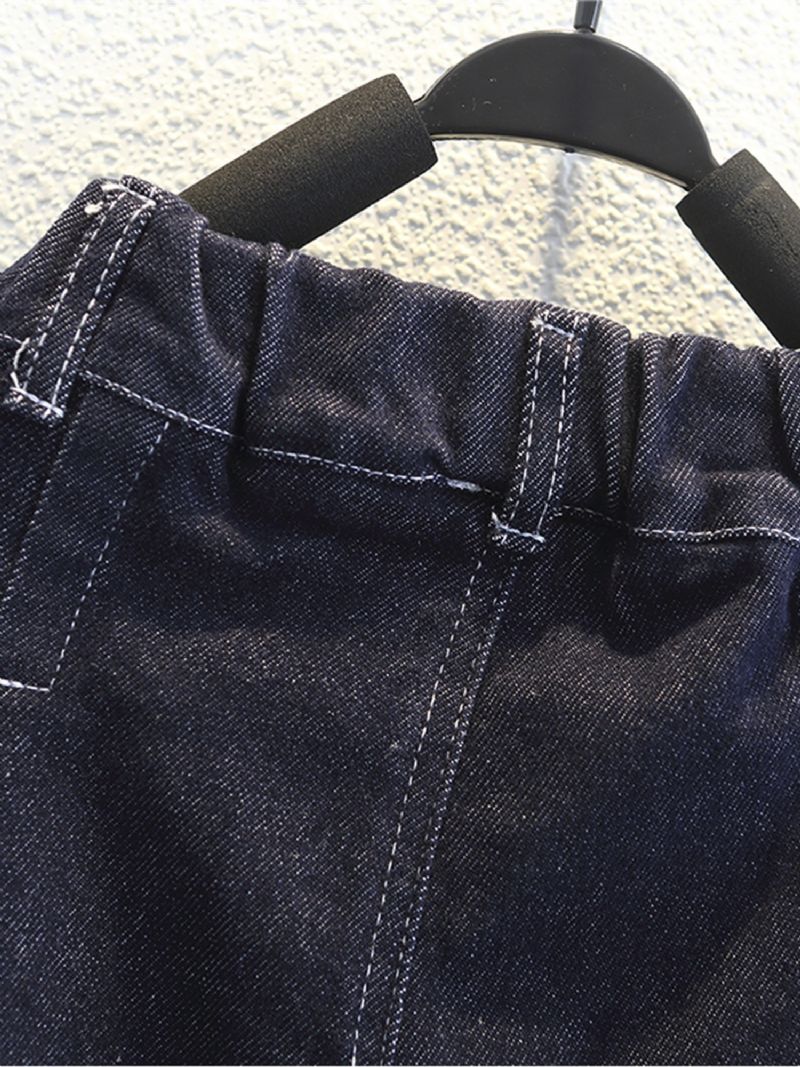 Mörkblå Elastiska Jeans För Pojkar