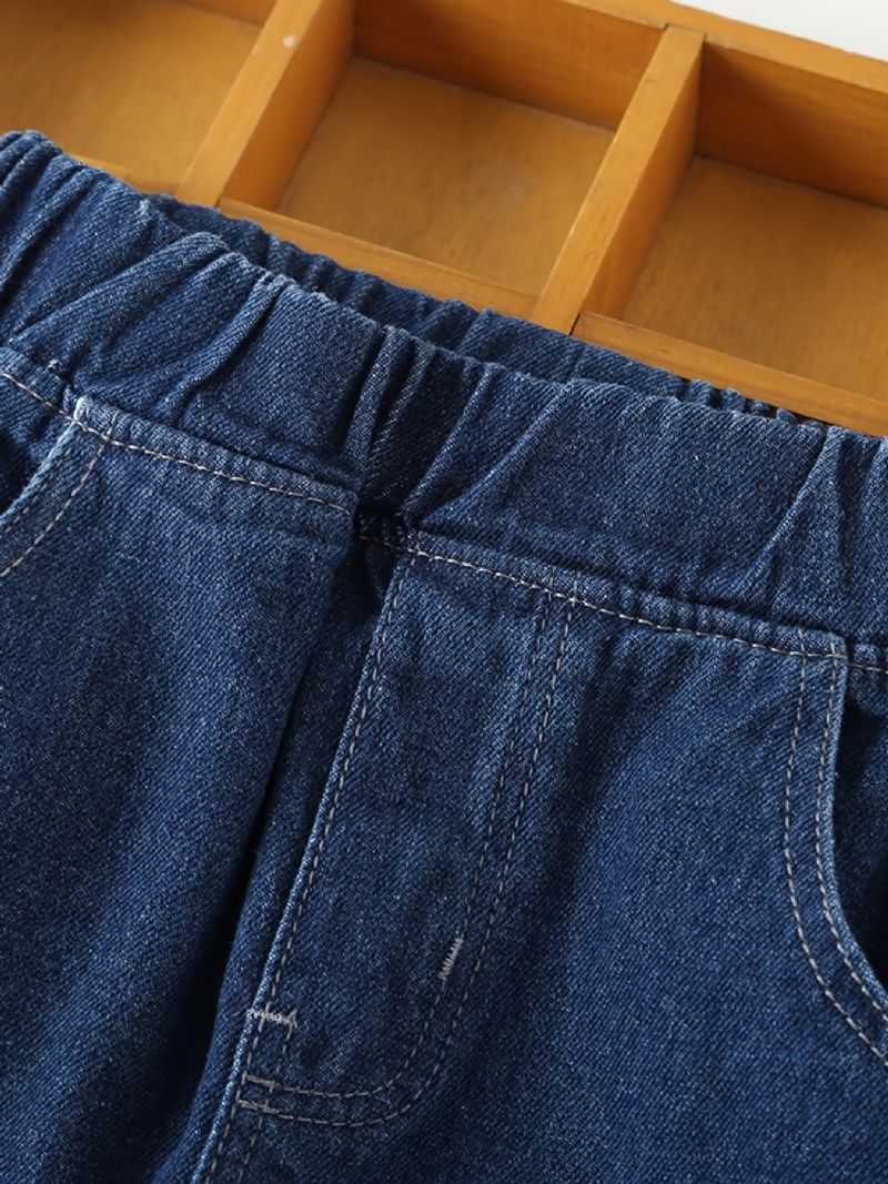 Pojkar Avsmalnande Jeans Elastiskt Midjeband För Höst Och Vinter Nytt