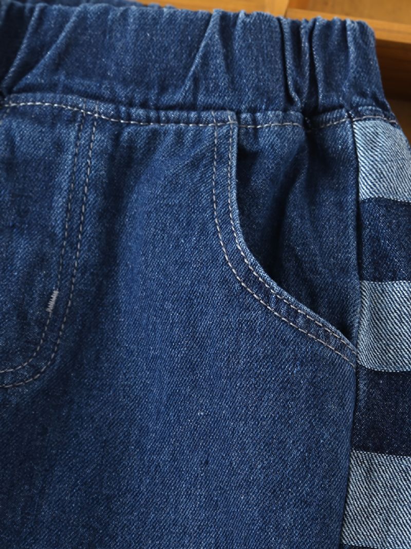 Pojkar Avsmalnande Jeans Elastiskt Midjeband För Höst Och Vinter Nytt