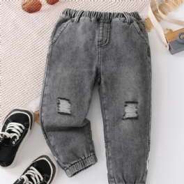 Pojkar Avsmalnande Jeans Med Resår I Midjan