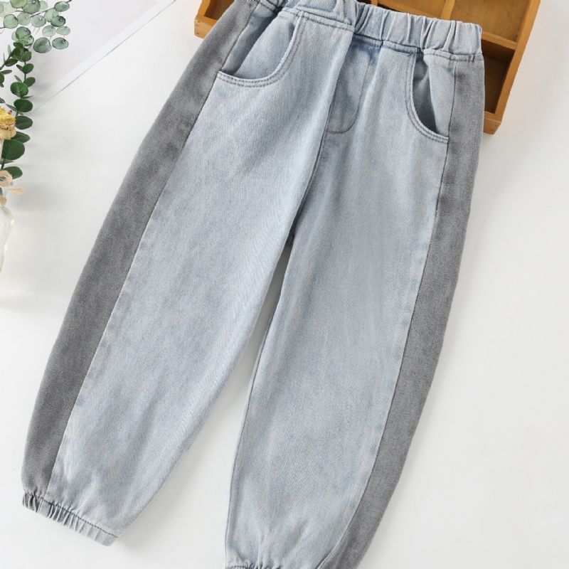 Pojkar Avsmalnande Jeans Solid Elastisk Midja Jeansbyxor Barnkläder