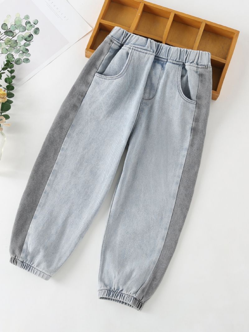 Pojkar Avsmalnande Jeans Solid Elastisk Midja Jeansbyxor Barnkläder