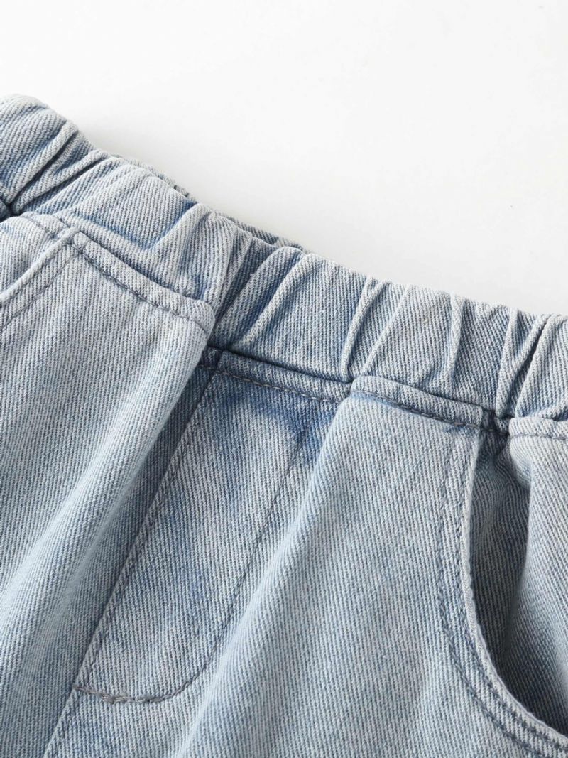 Pojkar Avsmalnande Jeans Solid Elastisk Midja Jeansbyxor Barnkläder