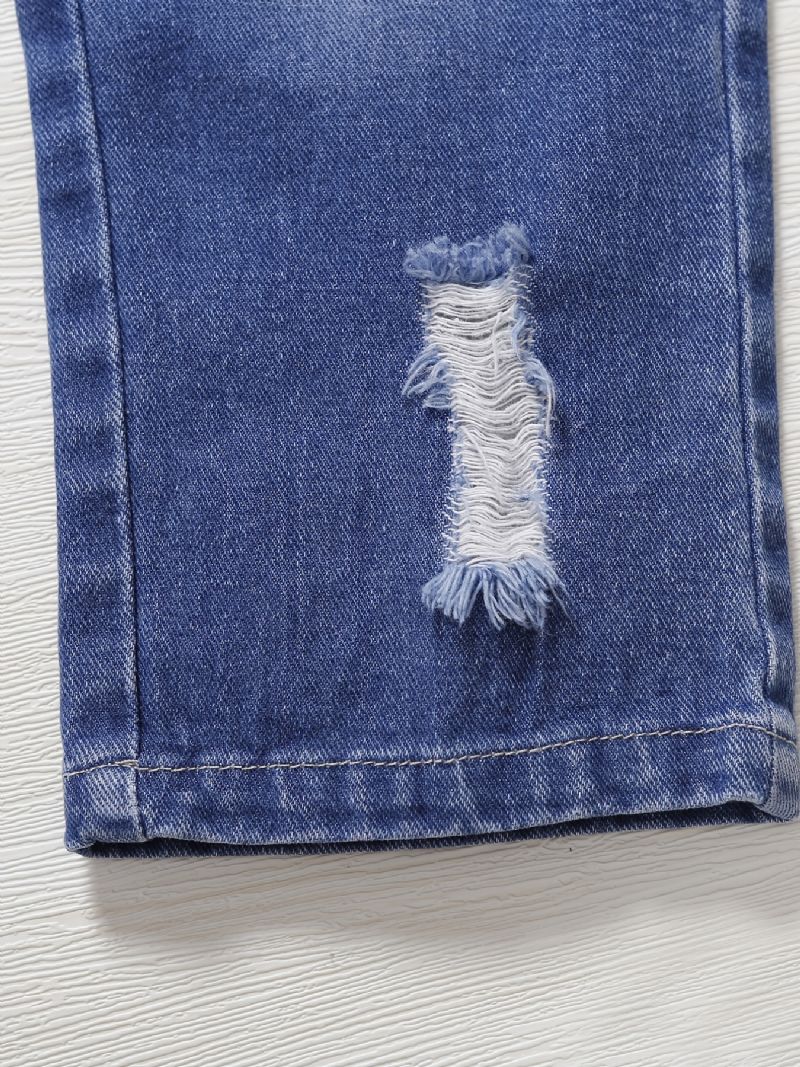 Pojkar Bleka Slitna Jeans Med Resår I Midjan Casual Barnkläder