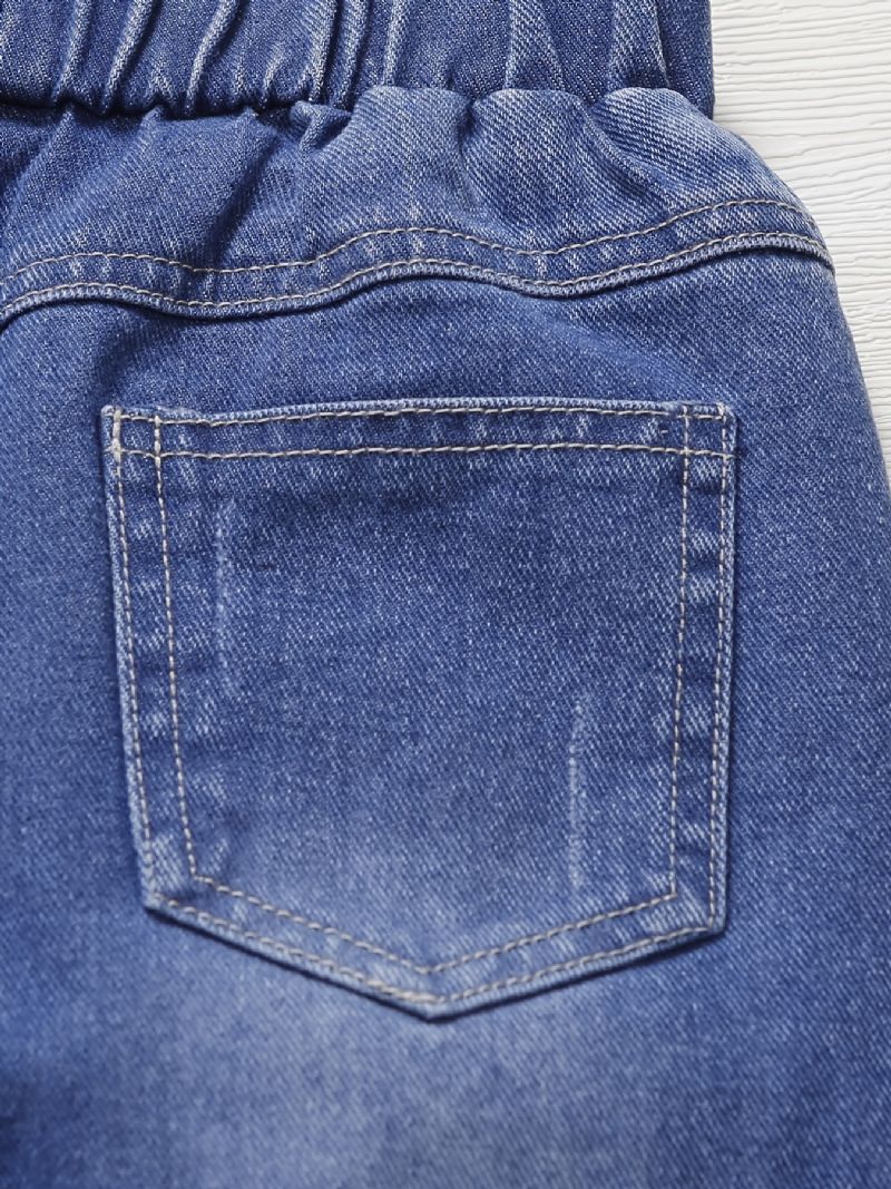 Pojkar Bleka Slitna Jeans Med Resår I Midjan Casual Barnkläder