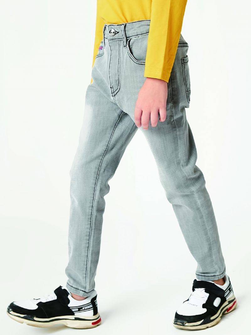 Pojkar Casual Blå Grå Snygga Jeans Barnkläder