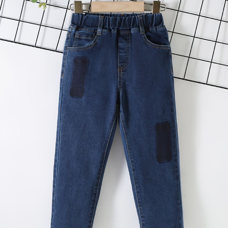 Pojkar Casual Enkel Patch Jeans Med Resår I Midjan För Vintern