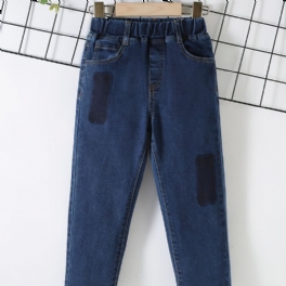 Pojkar Casual Enkel Patch Jeans Med Resår I Midjan För Vintern