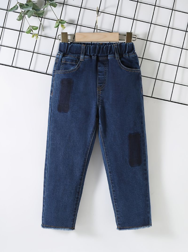 Pojkar Casual Enkel Patch Jeans Med Resår I Midjan För Vintern