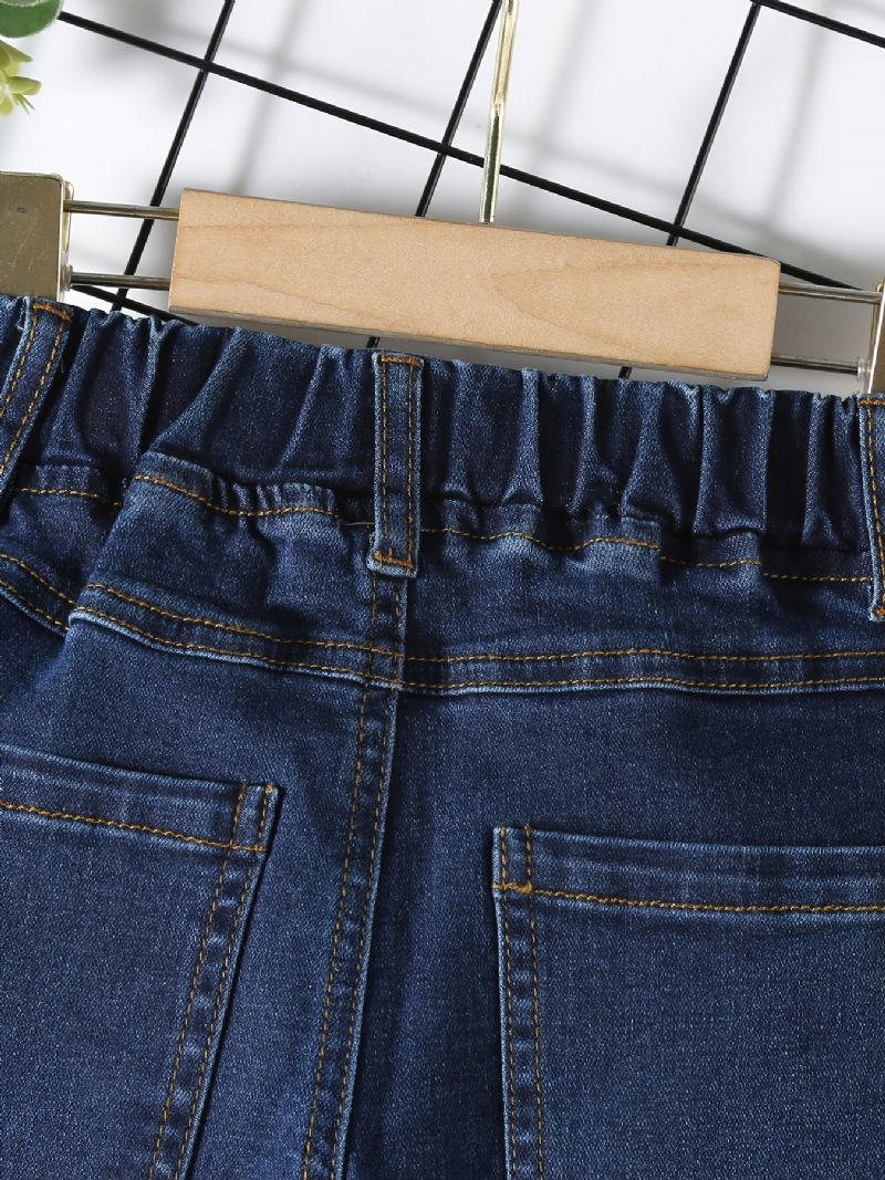 Pojkar Casual Enkel Patch Jeans Med Resår I Midjan För Vintern