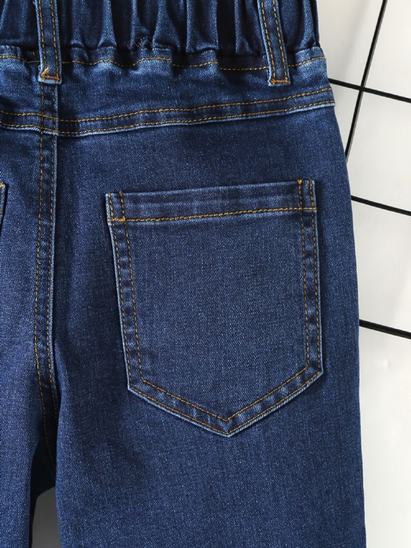 Pojkar Casual Enkel Patch Jeans Med Resår I Midjan För Vintern