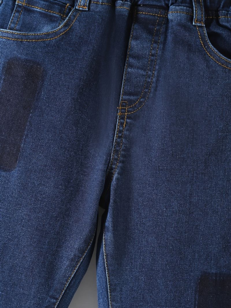 Pojkar Casual Enkel Patch Jeans Med Resår I Midjan För Vintern