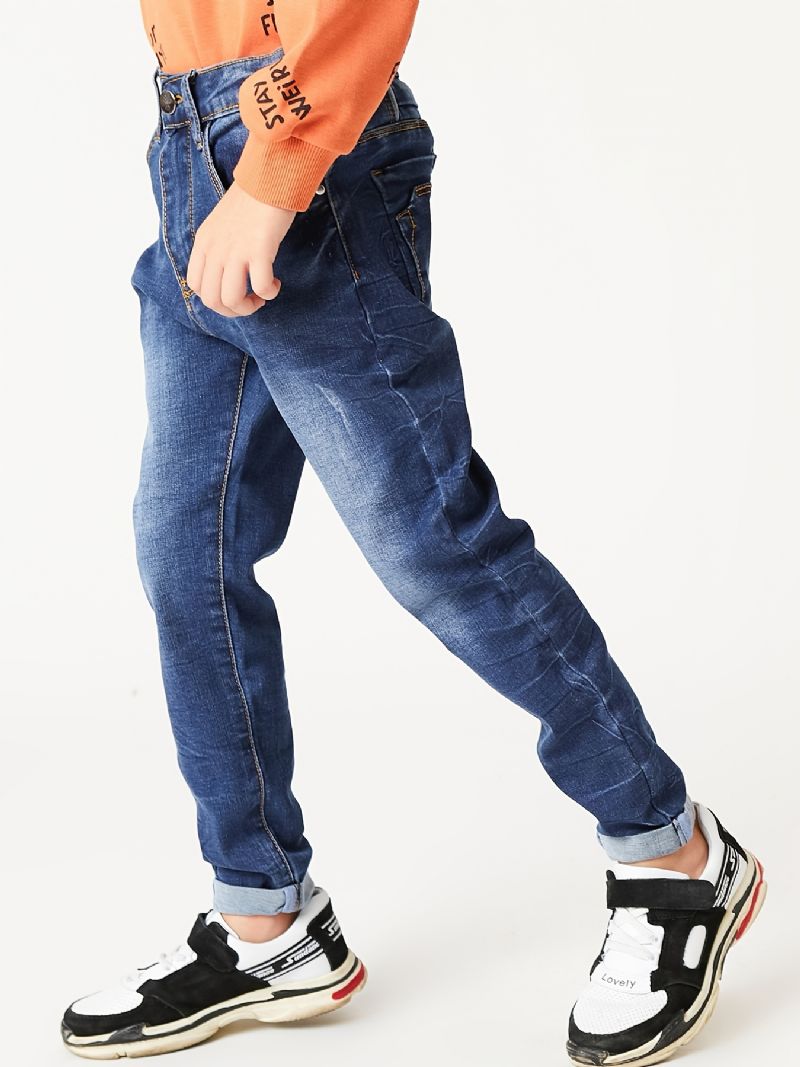 Pojkar Casual Enkel Vintage Jeans Raka Ben Bekväma Byxor