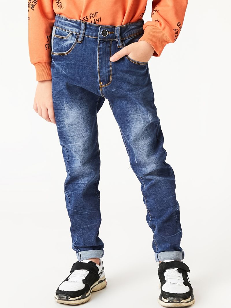 Pojkar Casual Enkel Vintage Jeans Raka Ben Bekväma Byxor