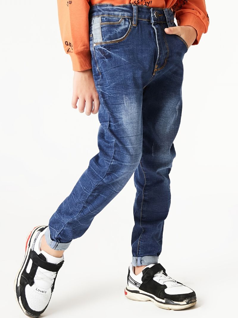 Pojkar Casual Enkel Vintage Jeans Raka Ben Bekväma Byxor