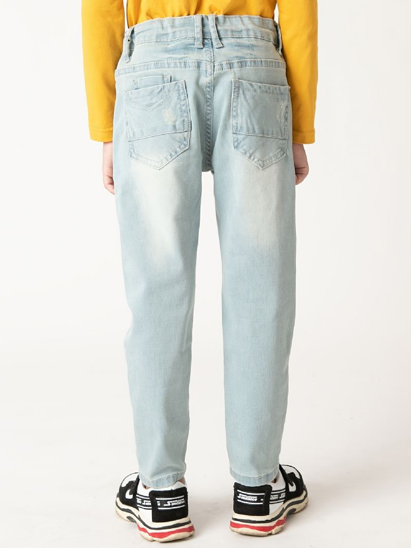 Pojkar Casual Enkel Vintage Jeans Slim Fit Ljusblå Byxor
