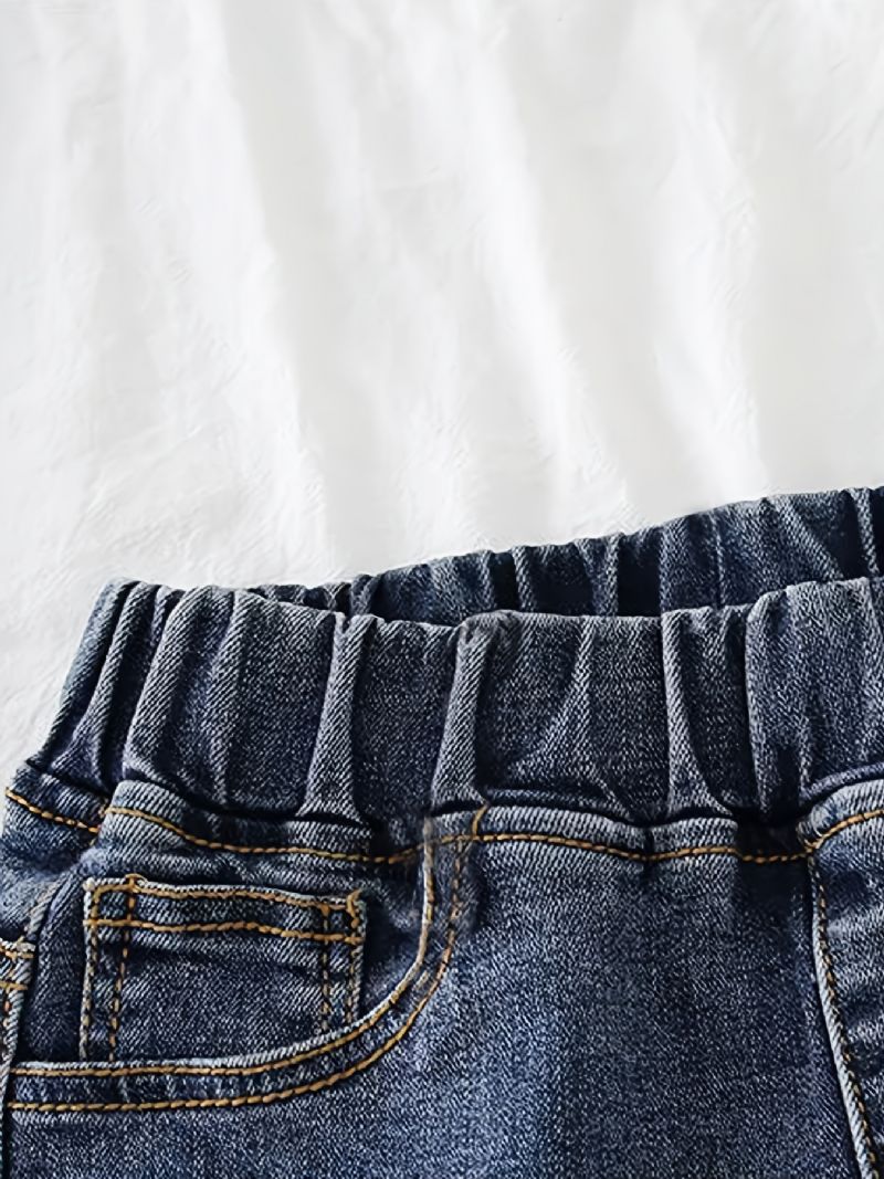 Pojkar Casual Vintage Denim Jeans Elastiska Midja Byxor För Vår Höst