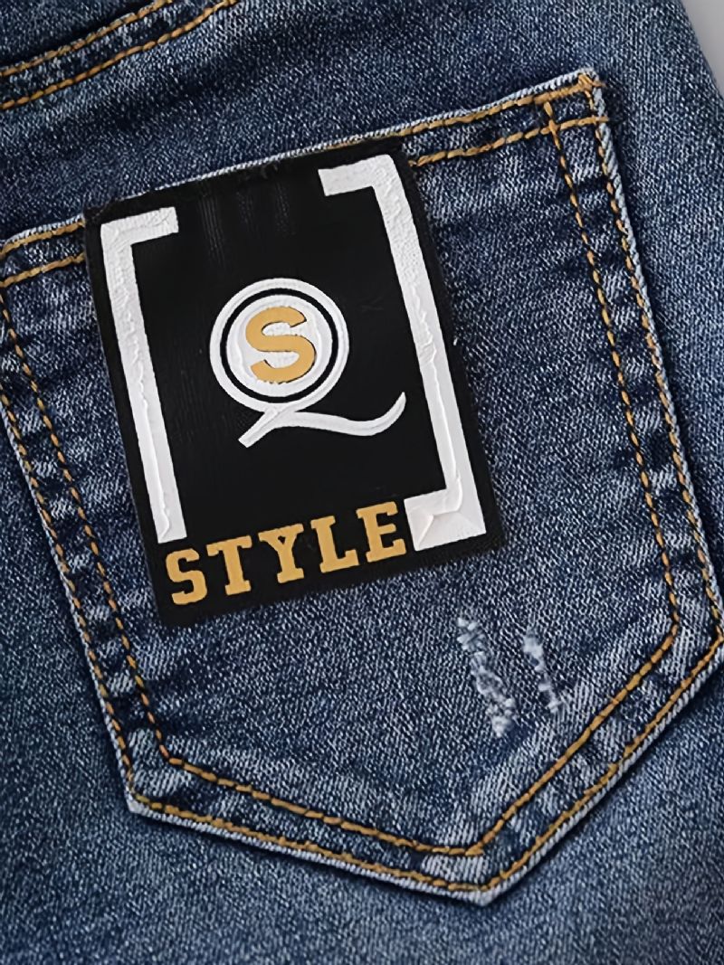 Pojkar Casual Vintage Denim Jeans Elastiska Midja Byxor För Vår Höst