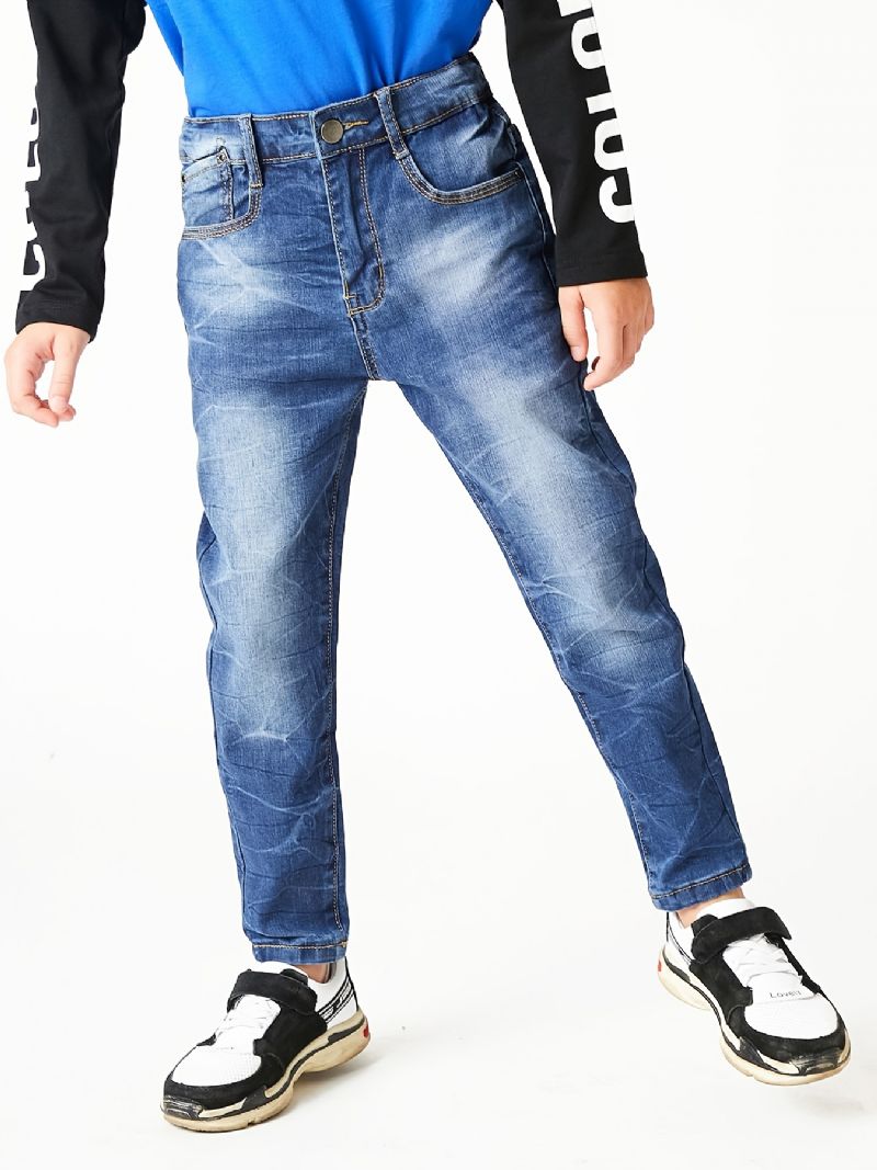 Pojkar Faded Button Regular Fit Denim Jeans Barnkläder
