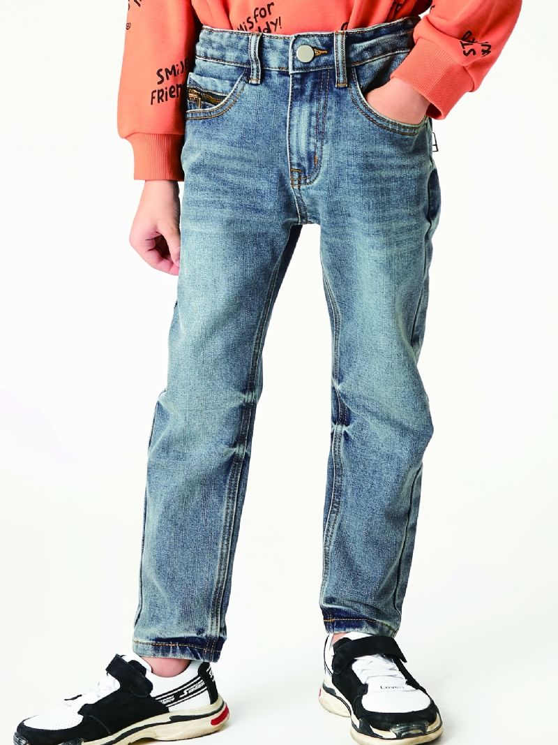 Pojkar Faded Regular Fit Washed Denim Jeans Barnkläder