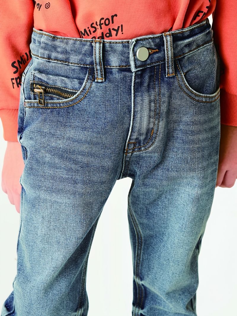 Pojkar Faded Regular Fit Washed Denim Jeans Barnkläder