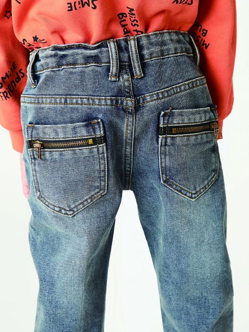 Pojkar Faded Regular Fit Washed Denim Jeans Barnkläder