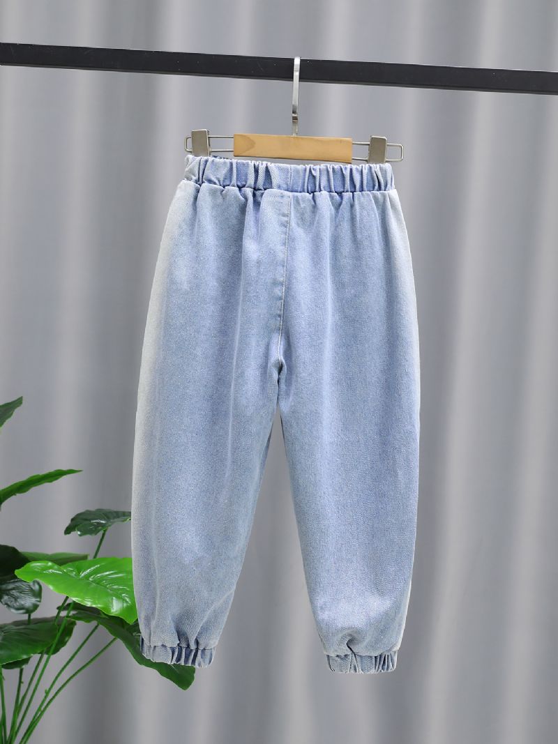 Pojkar Loose Tie-in Casual Jeans Med Stor Ficka