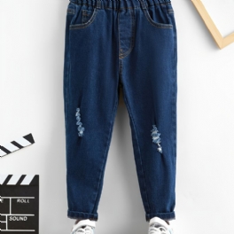 Pojkar Skinny Jeans Casual Byxor Med Elastisk Midja Barnkläder