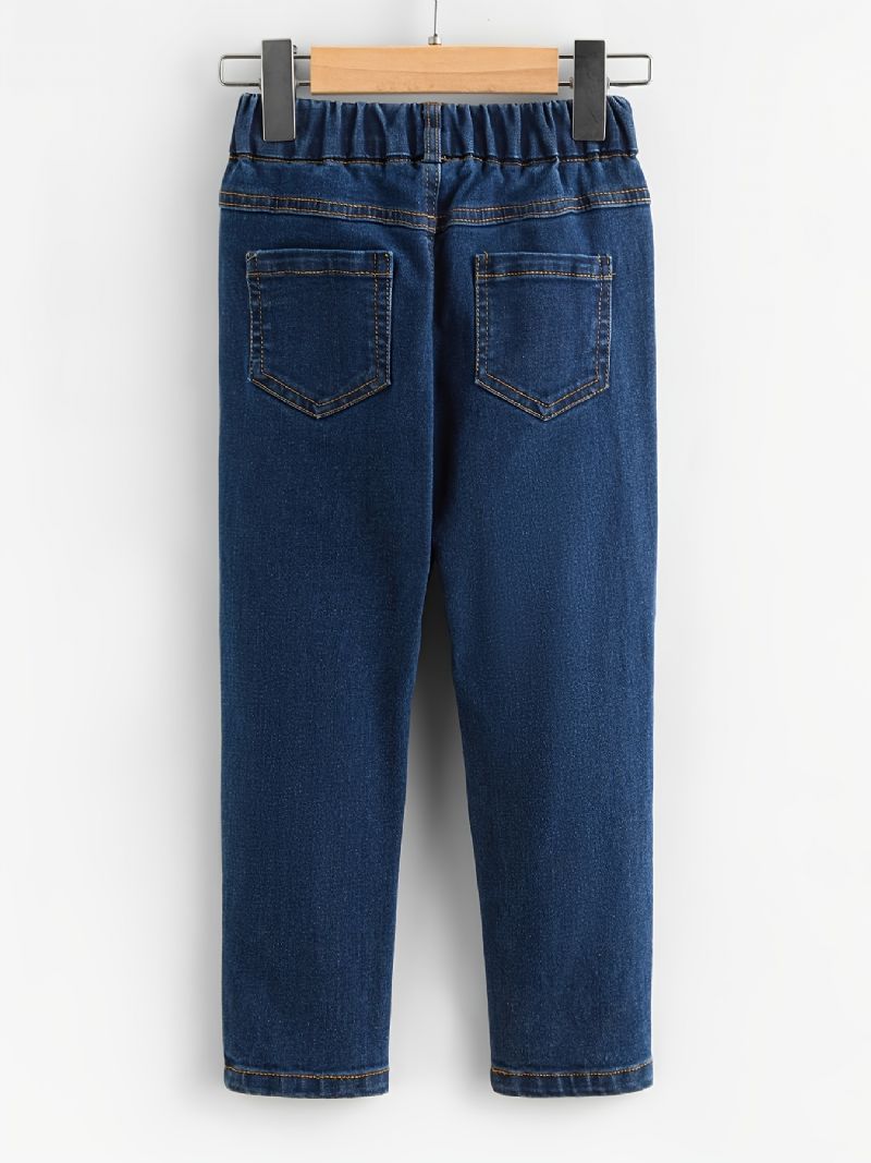 Pojkar Skinny Jeans Casual Byxor Med Elastisk Midja Barnkläder