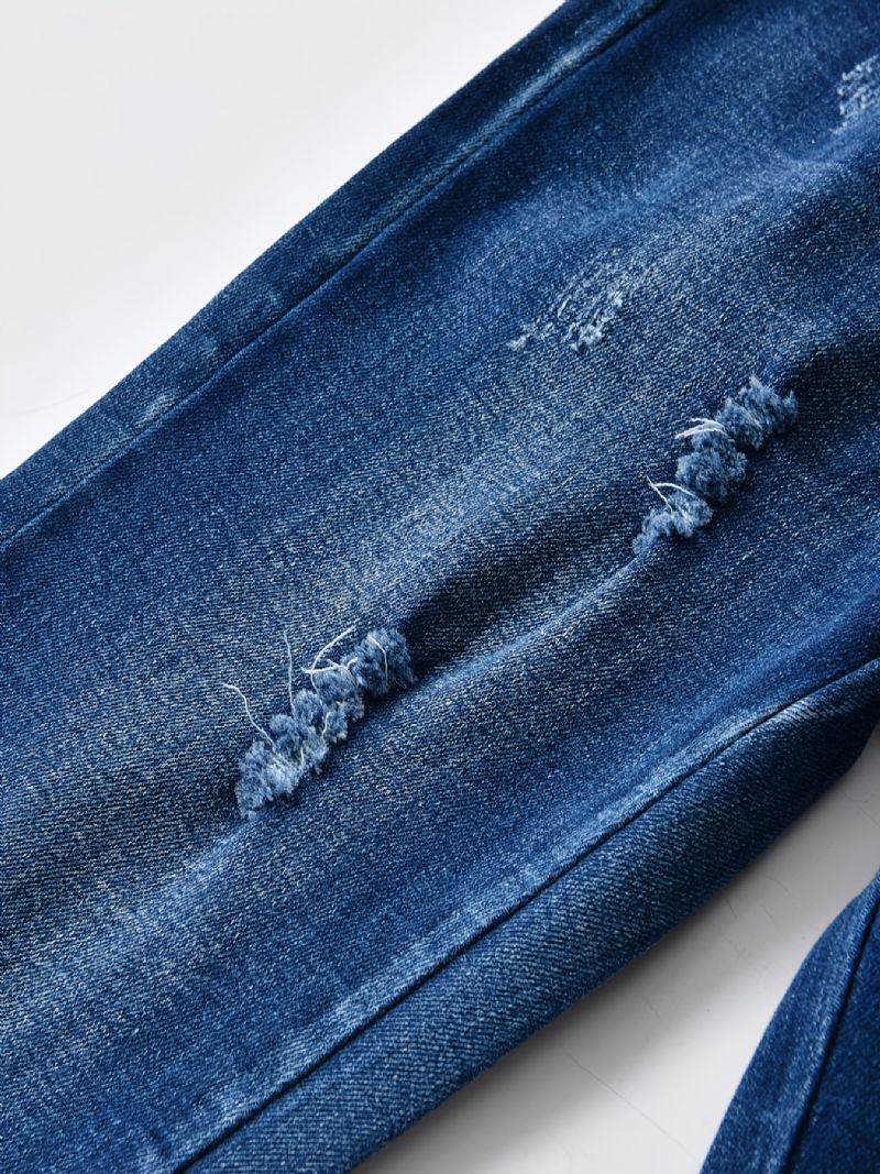 Pojkar Stretch Jeans Med Raka Ben Elastiskt Midjeband Jeansbyxor Barnkläder