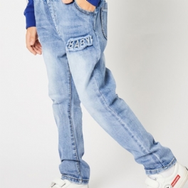 Pojkebroderade Jeansjeans Regular Fit Barnkläder